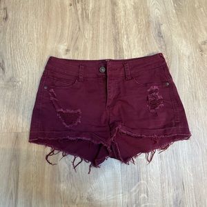 Maroon jean shorts